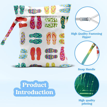 Wet Dry Bag for Baby & Travel - Waterproof Reusable Cloth Diaper Bag for Wet Clothes, Swimwear & Gym - Leakproof Hanging Storage Bag with Snap Handle, Ocean Friends Theme