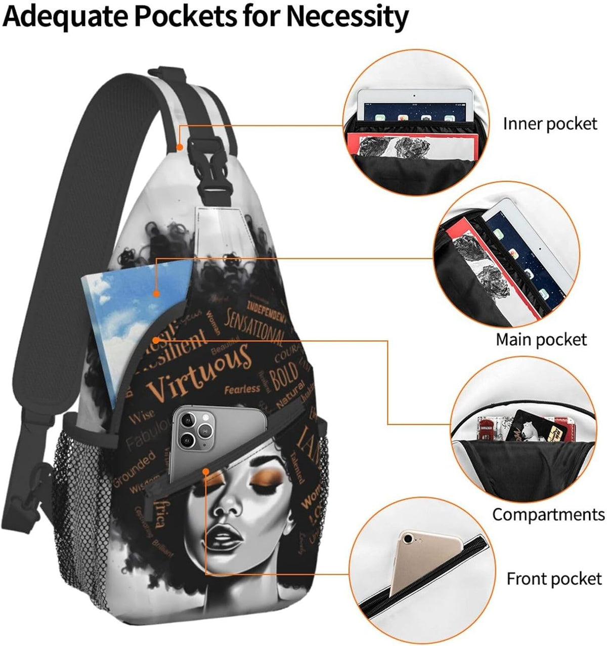 Sling Bag Crossbody Backpack Hiking Travel Daypack Chest Bag Lightweight Shoulder Bag For Women Men Gift