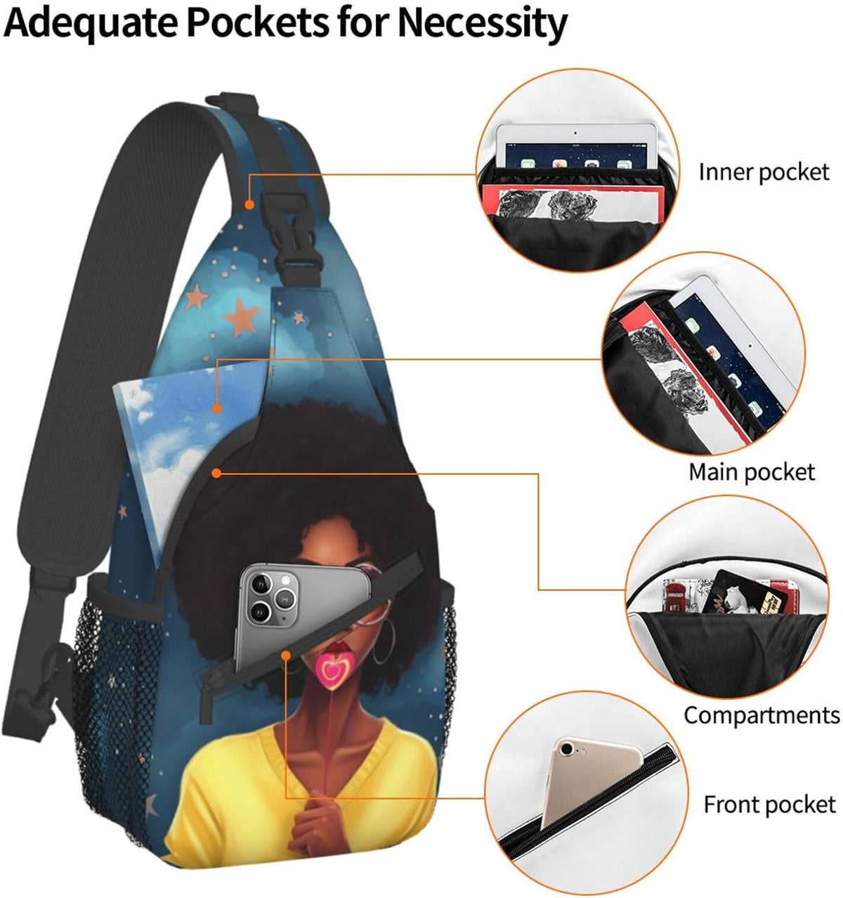 Sling Bag Crossbody Backpack Hiking Travel Daypack Chest Bag Lightweight Shoulder Bag For Women Men Gift
