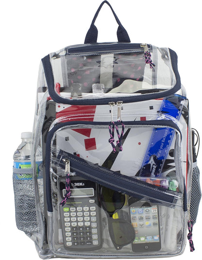 Clear Bag for Work Shopping Bags for Women Transparent PVC Clear Gym Bag See Through Heavy Duty Backpack Book Bag