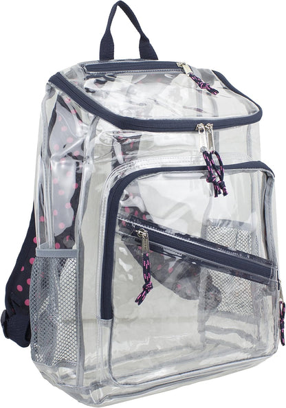 Clear Bag for Work Shopping Bags for Women Transparent PVC Clear Gym Bag See Through Heavy Duty Backpack Book Bag