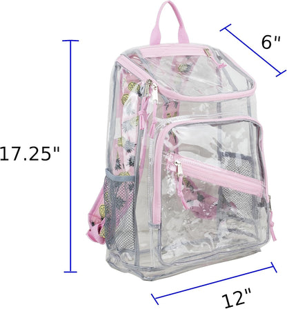 Clear Bag for Work Shopping Bags for Women Transparent PVC Clear Gym Bag See Through Heavy Duty Backpack Book Bag