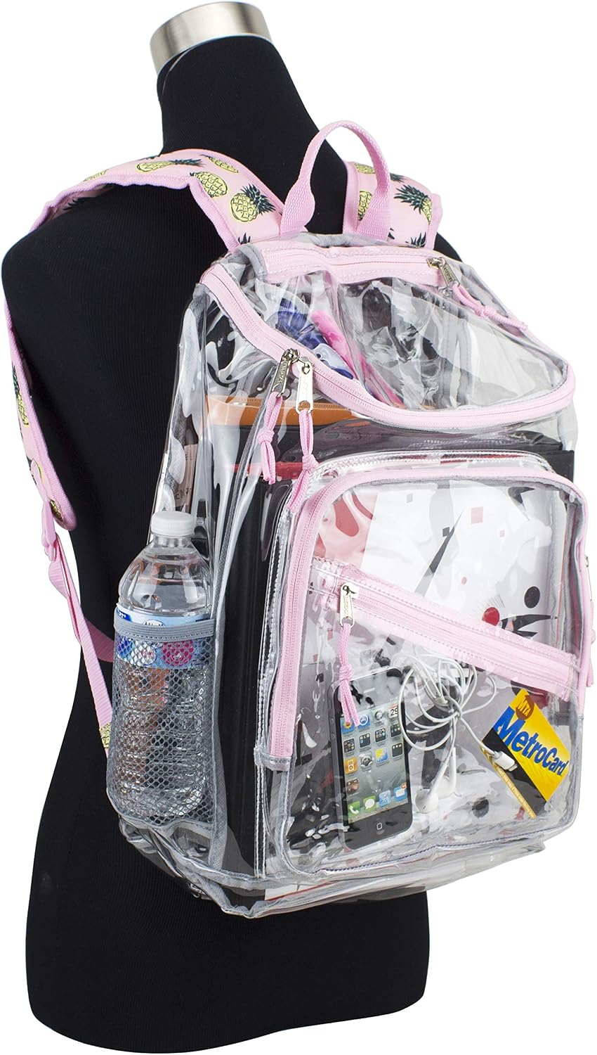 Clear Bag for Work Shopping Bags for Women Transparent PVC Clear Gym Bag See Through Heavy Duty Backpack Book Bag