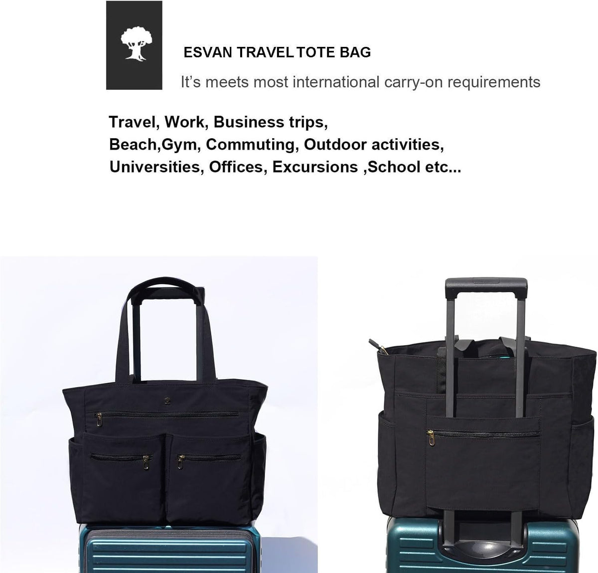 Weekender Bag Carry On Bag Overnight Tote Travel Duffle with 13 Pockets for Travel,Work，Gym,Beach,Teacher,Nurse