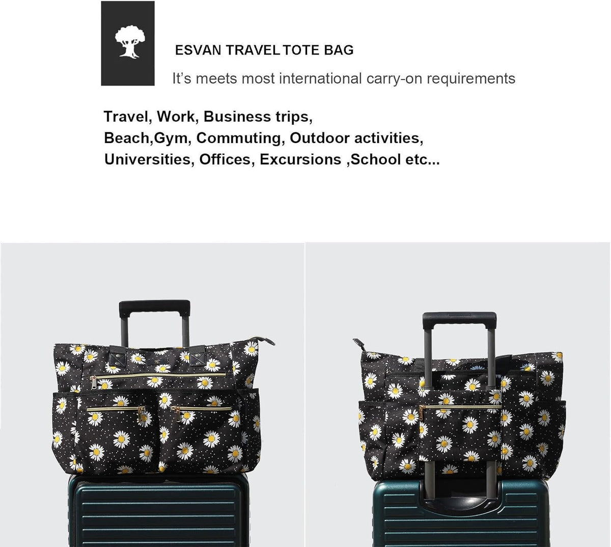Weekender Bag Carry On Bag Overnight Tote Travel Duffle with 13 Pockets for Travel,Work，Gym,Beach,Teacher,Nurse