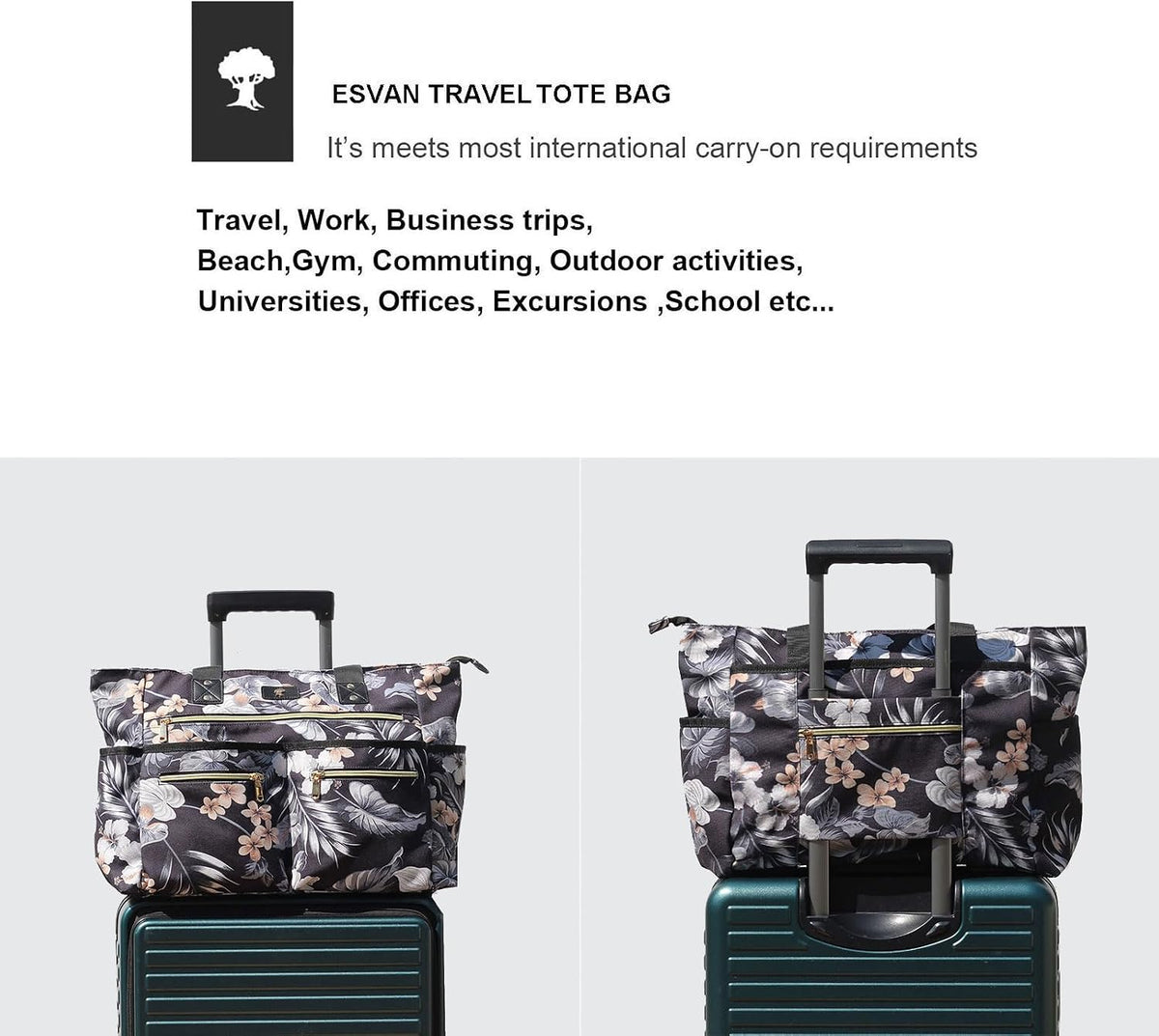 Weekender Bag Carry On Bag Overnight Tote Travel Duffle with 13 Pockets for Travel,Work，Gym,Beach,Teacher,Nurse
