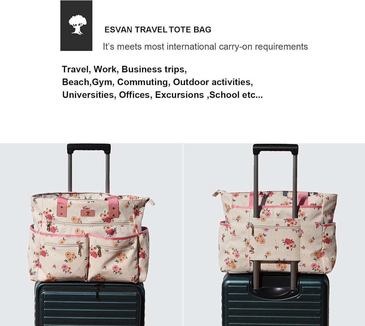 Weekender Bag Carry On Bag Overnight Tote Travel Duffle with 13 Pockets for Travel,Work，Gym,Beach,Teacher,Nurse