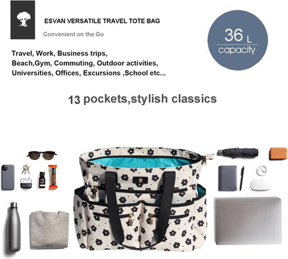 Weekender Bag Carry On Bag Overnight Tote Travel Duffle with 13 Pockets for Travel,Work，Gym,Beach,Teacher,Nurse