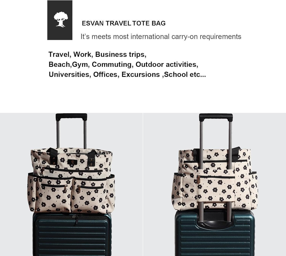 Weekender Bag Carry On Bag Overnight Tote Travel Duffle with 13 Pockets for Travel,Work，Gym,Beach,Teacher,Nurse