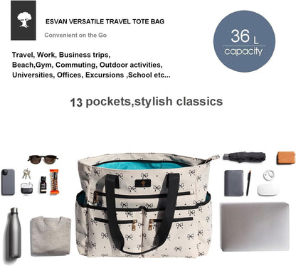 Weekender Bag Carry On Bag Overnight Tote Travel Duffle with 13 Pockets for Travel,Work，Gym,Beach,Teacher,Nurse