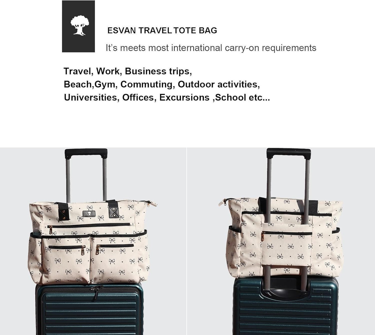 Weekender Bag Carry On Bag Overnight Tote Travel Duffle with 13 Pockets for Travel,Work，Gym,Beach,Teacher,Nurse
