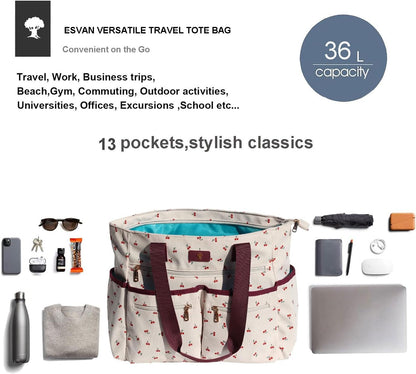 Weekender Bag Carry On Bag Overnight Tote Travel Duffle with 13 Pockets for Travel,Work，Gym,Beach,Teacher,Nurse