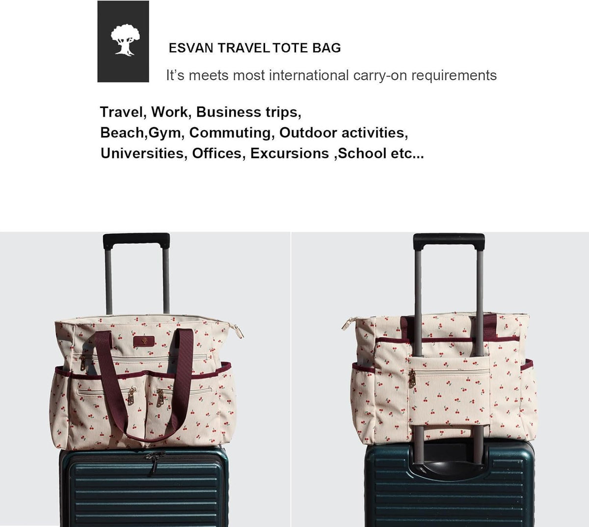 Weekender Bag Carry On Bag Overnight Tote Travel Duffle with 13 Pockets for Travel,Work，Gym,Beach,Teacher,Nurse