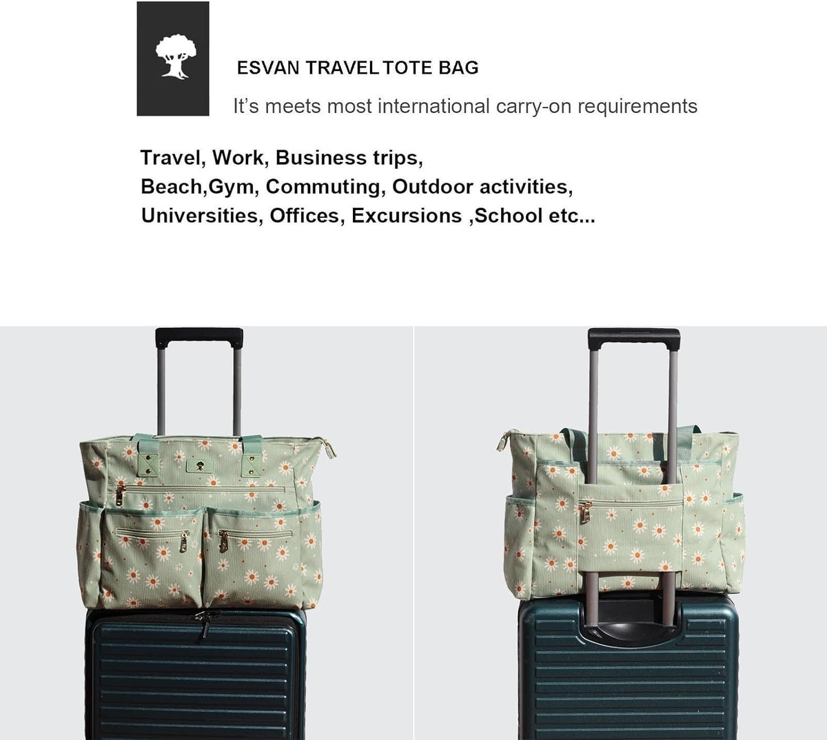 Weekender Bag Carry On Bag Overnight Tote Travel Duffle with 13 Pockets for Travel,Work，Gym,Beach,Teacher,Nurse