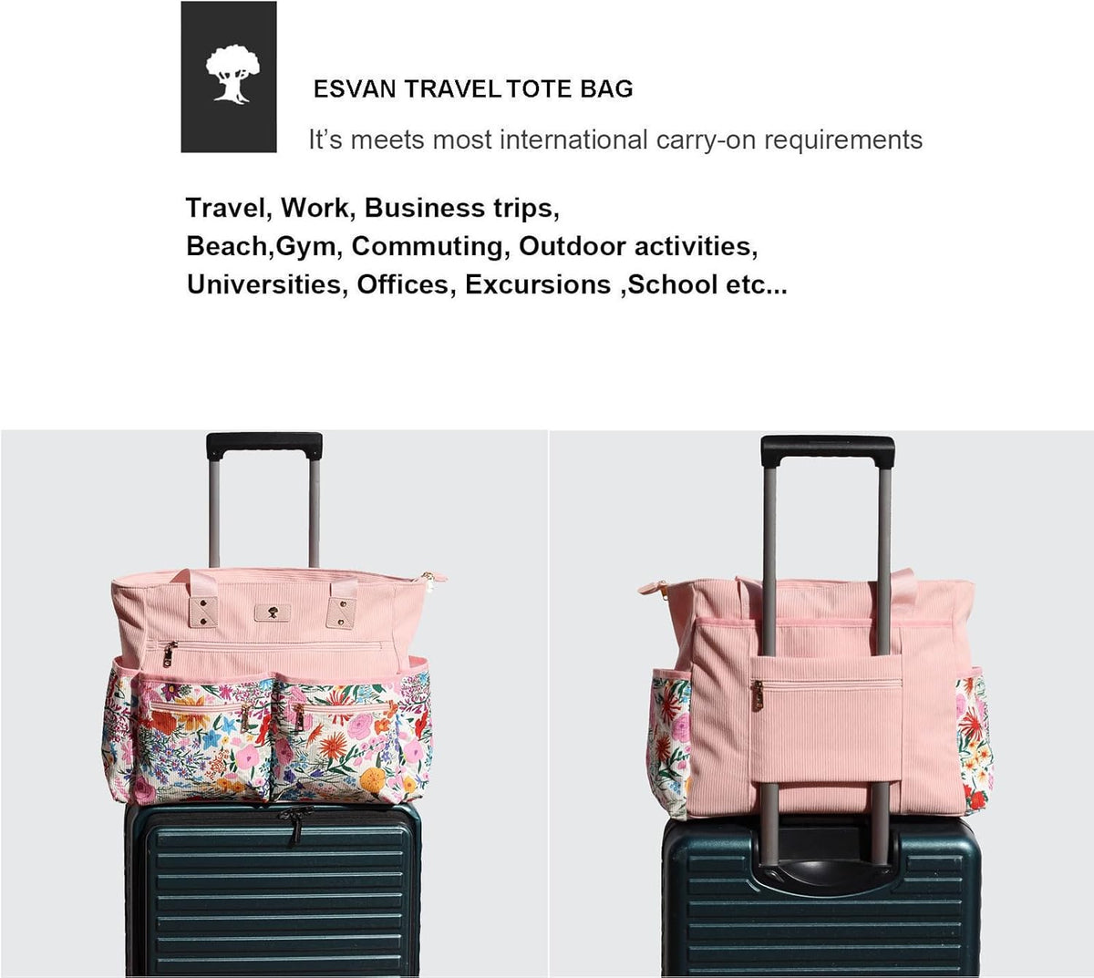Weekender Bag Carry On Bag Overnight Tote Travel Duffle with 13 Pockets for Travel,Work，Gym,Beach,Teacher,Nurse