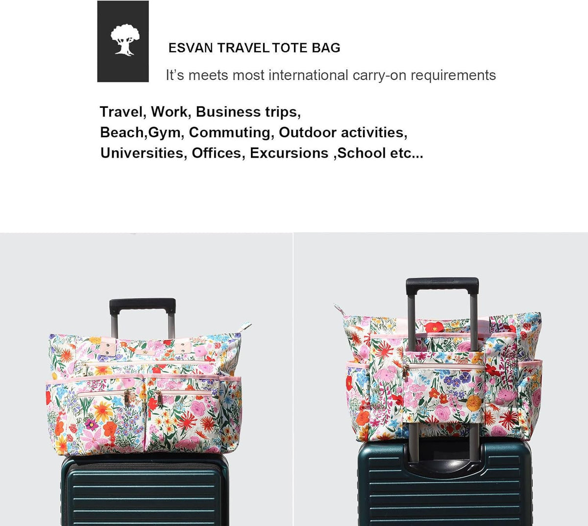 Weekender Bag Carry On Bag Overnight Tote Travel Duffle with 13 Pockets for Travel,Work，Gym,Beach,Teacher,Nurse
