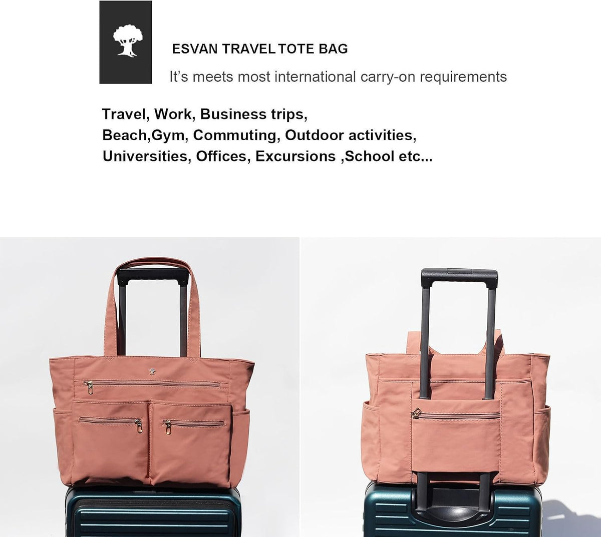 Weekender Bag Carry On Bag Overnight Tote Travel Duffle with 13 Pockets for Travel,Work，Gym,Beach,Teacher,Nurse