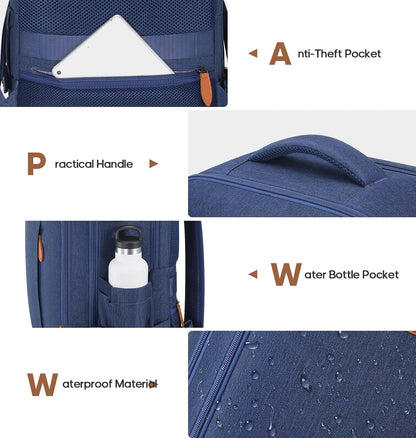 Travel Backpack, 17Inch Laptop Backpack, Carry-on Approved Bag for Men & Women, Waterproof Luggage with Packing Cubes, Shoe Pocket, Personal Item Size for Flights
