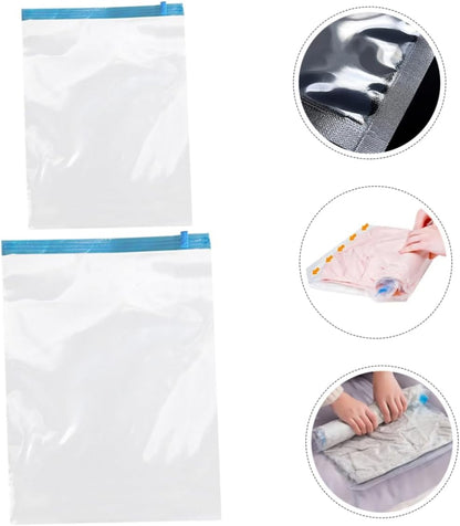 12pcs Maximize Space Reusable Vacuum Compression Bags Travel Packing Suitcase Storage Roll up Packing Bags for Clothing No Pump Required