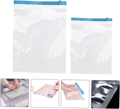 12pcs Maximize Space Reusable Vacuum Compression Bags Travel Packing Suitcase Storage Roll up Packing Bags for Clothing No Pump Required