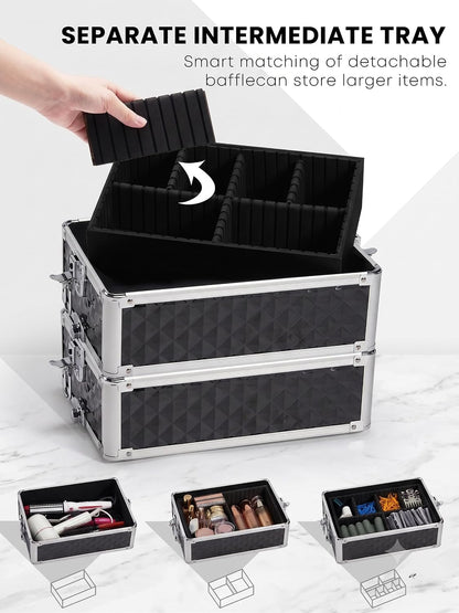 4-in-1 Cosmetology Case on Wheels Portable Rolling Makeup Train Case | Rolling cart for cosmetic supplies, Portable storage for makeup artists/hairstylists/nail technicians/beauty enthusiasts