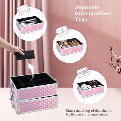 4-in-1 Cosmetology Case on Wheels Portable Rolling Makeup Train Case | Rolling cart for cosmetic supplies, Portable storage for makeup artists/hairstylists/nail technicians/beauty enthusiasts