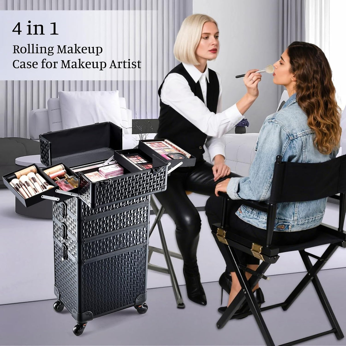 4-in-1 Cosmetology Case on Wheels Portable Rolling Makeup Train Case | Rolling cart for cosmetic supplies, Portable storage for makeup artists/hairstylists/nail technicians/beauty enthusiasts