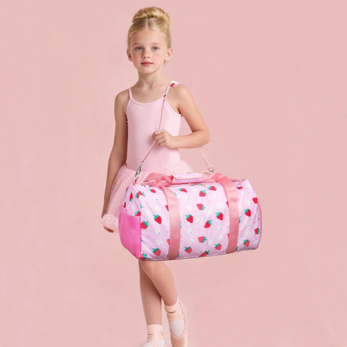 Gym Travel Duffle Bag for Girls - Gymnastics Sports Dance Bag with Shoe Compartment & Wet Pocket Panda Kids Travel Bag Teens Weekender Sleepover Carry On Bag
