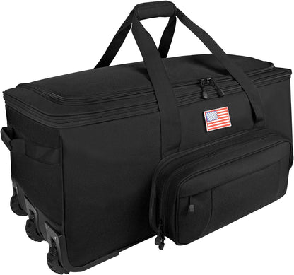 150L Large Rolling Duffle Bag with Wheels, Heavy Duty 32'' Tri-Wheel Gear Hauler for Camping,Moving Sports Equipment,Military & Airline Checked Bag Approved,Khaki
