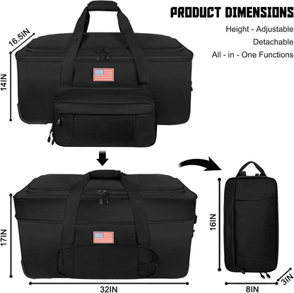 150L Large Rolling Duffle Bag with Wheels, Heavy Duty 32'' Tri-Wheel Gear Hauler for Camping,Moving Sports Equipment,Military & Airline Checked Bag Approved,Khaki