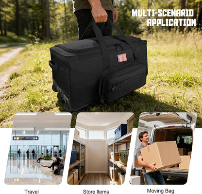 150L Large Rolling Duffle Bag with Wheels, Heavy Duty 32'' Tri-Wheel Gear Hauler for Camping,Moving Sports Equipment,Military & Airline Checked Bag Approved,Khaki