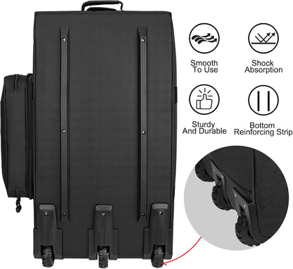 150L Large Rolling Duffle Bag with Wheels, Heavy Duty 32'' Tri-Wheel Gear Hauler for Camping,Moving Sports Equipment,Military & Airline Checked Bag Approved,Khaki