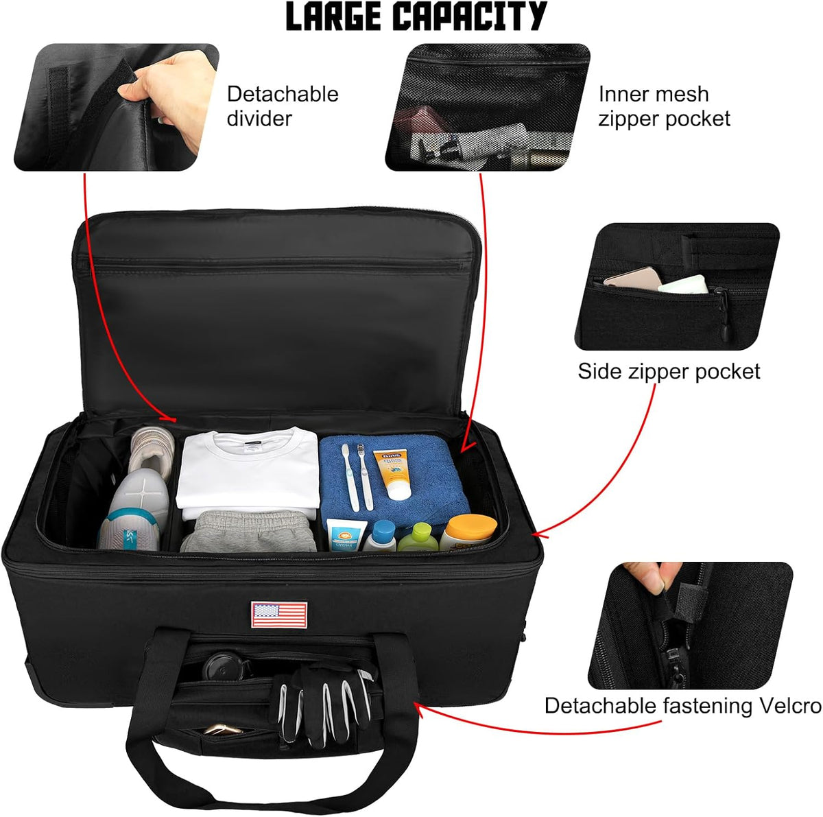 150L Large Rolling Duffle Bag with Wheels, Heavy Duty 32'' Tri-Wheel Gear Hauler for Camping,Moving Sports Equipment,Military & Airline Checked Bag Approved,Khaki
