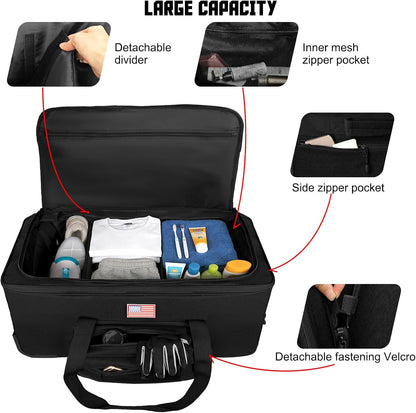 150L Large Rolling Duffle Bag with Wheels, Heavy Duty 32'' Tri-Wheel Gear Hauler for Camping,Moving Sports Equipment,Military & Airline Checked Bag Approved,Khaki