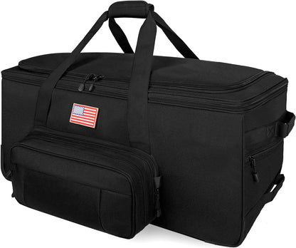 150L Large Rolling Duffle Bag with Wheels, Heavy Duty 32'' Tri-Wheel Gear Hauler for Camping,Moving Sports Equipment,Military & Airline Checked Bag Approved,Khaki