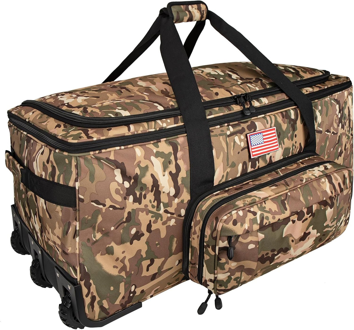 150L Large Rolling Duffle Bag with Wheels, Heavy Duty 32'' Tri-Wheel Gear Hauler for Camping,Moving Sports Equipment,Military & Airline Checked Bag Approved,Khaki