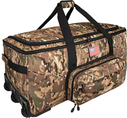 150L Large Rolling Duffle Bag with Wheels, Heavy Duty 32'' Tri-Wheel Gear Hauler for Camping,Moving Sports Equipment,Military & Airline Checked Bag Approved,Khaki