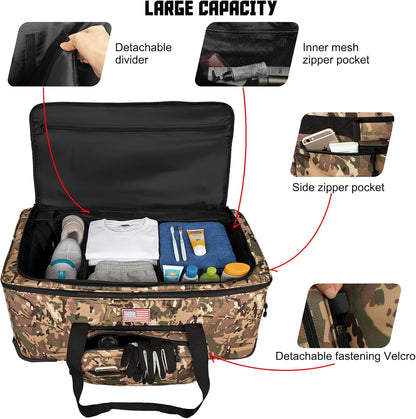 150L Large Rolling Duffle Bag with Wheels, Heavy Duty 32'' Tri-Wheel Gear Hauler for Camping,Moving Sports Equipment,Military & Airline Checked Bag Approved,Khaki