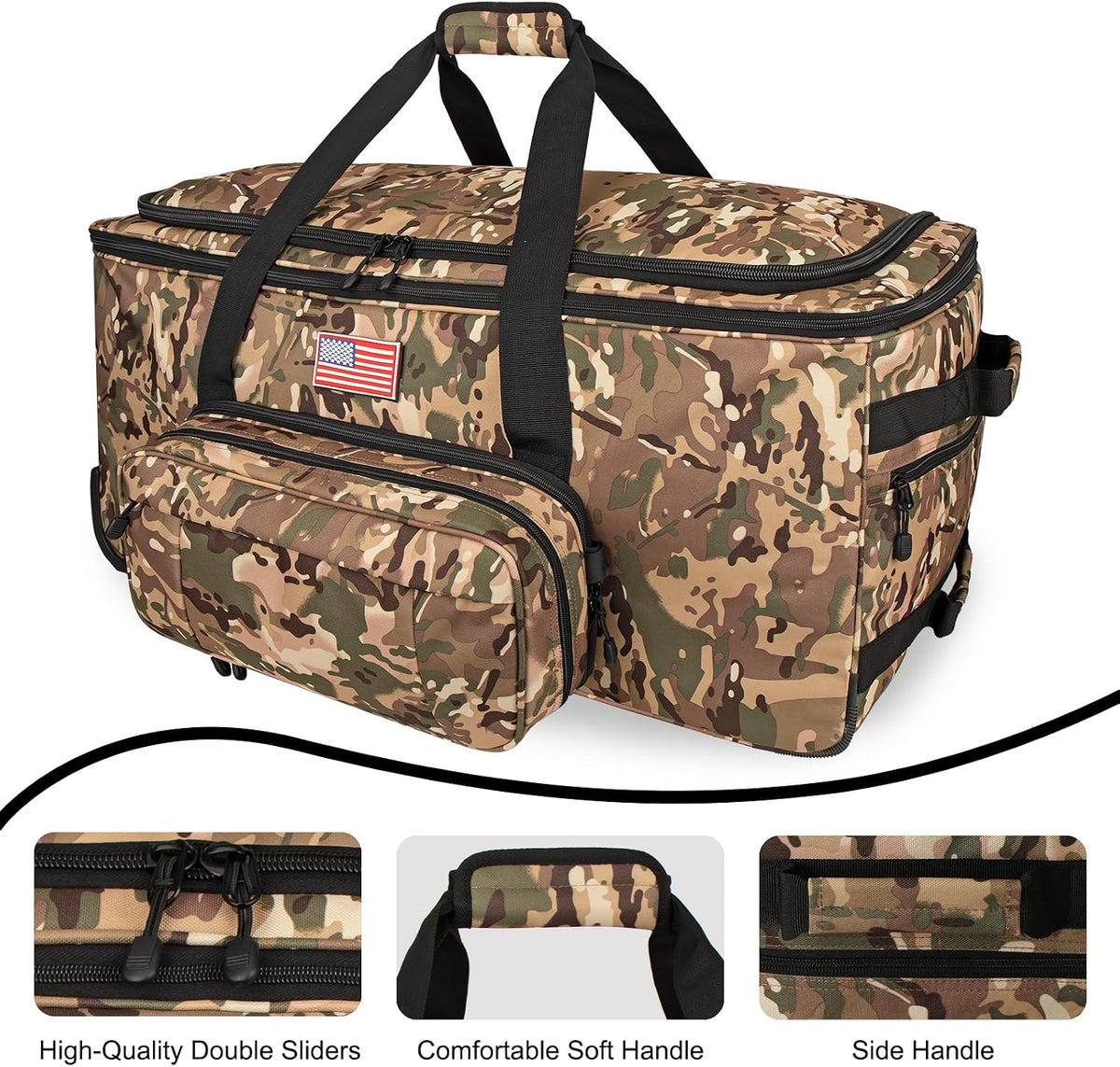 150L Large Rolling Duffle Bag with Wheels, Heavy Duty 32'' Tri-Wheel Gear Hauler for Camping,Moving Sports Equipment,Military & Airline Checked Bag Approved,Khaki