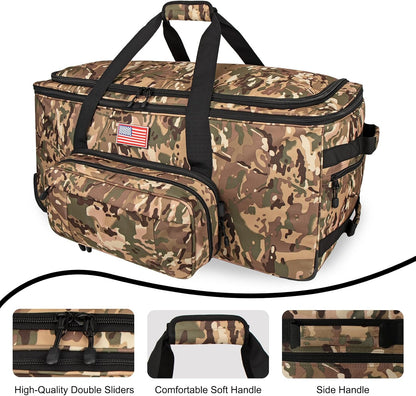 150L Large Rolling Duffle Bag with Wheels, Heavy Duty 32'' Tri-Wheel Gear Hauler for Camping,Moving Sports Equipment,Military & Airline Checked Bag Approved,Khaki