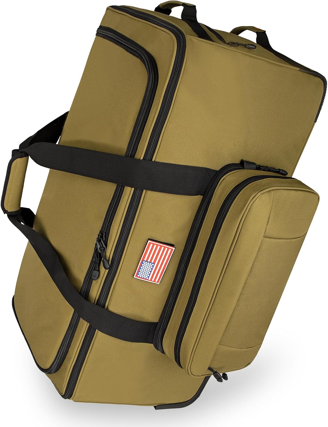 150L Large Rolling Duffle Bag with Wheels, Heavy Duty 32'' Tri-Wheel Gear Hauler for Camping,Moving Sports Equipment,Military & Airline Checked Bag Approved,Khaki