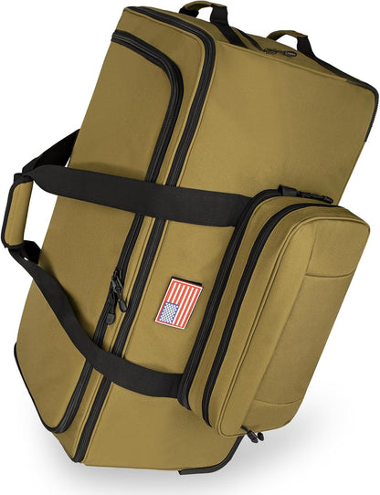 150L Large Rolling Duffle Bag with Wheels, Heavy Duty 32'' Tri-Wheel Gear Hauler for Camping,Moving Sports Equipment,Military & Airline Checked Bag Approved,Khaki