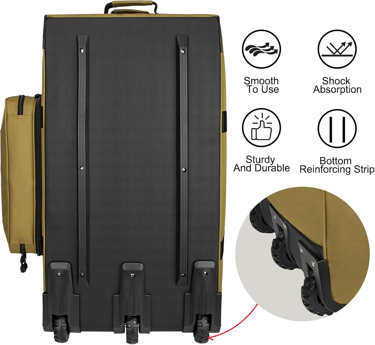150L Large Rolling Duffle Bag with Wheels, Heavy Duty 32'' Tri-Wheel Gear Hauler for Camping,Moving Sports Equipment,Military & Airline Checked Bag Approved,Khaki