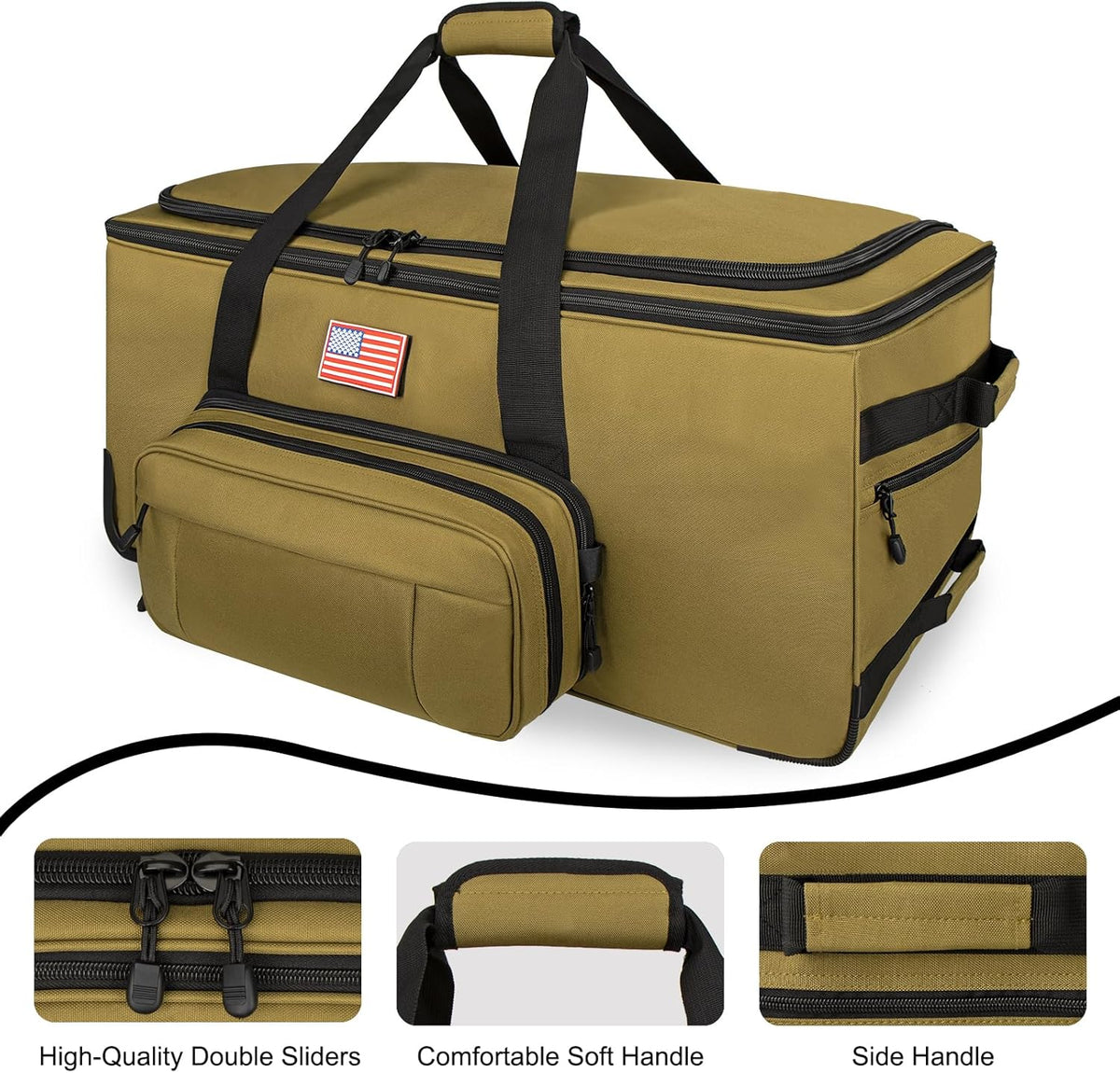 150L Large Rolling Duffle Bag with Wheels, Heavy Duty 32'' Tri-Wheel Gear Hauler for Camping,Moving Sports Equipment,Military & Airline Checked Bag Approved,Khaki