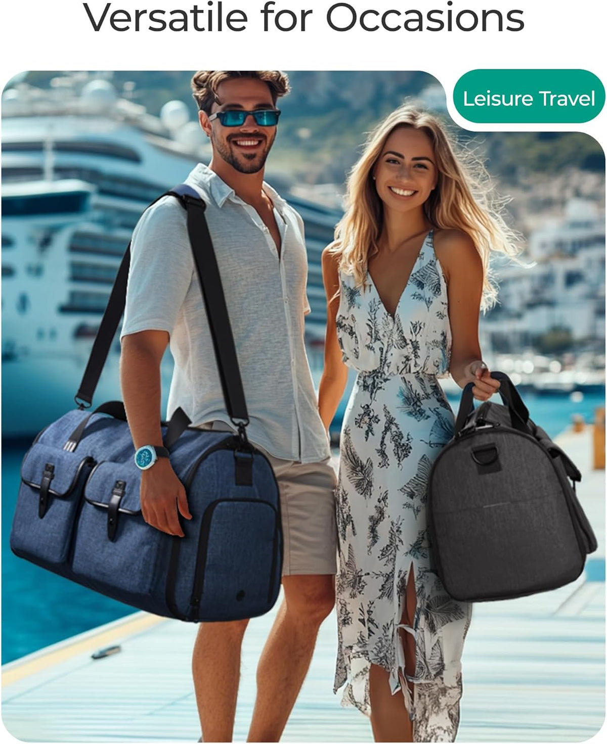 Garment Bags for Travel, Convertible Garment Duffle Bag Suit Bags for Men Women, 2 in 1 Garment Bags for Hanging Clothes, Carry On Duffle Bag with Shoe Compartment, Grey
