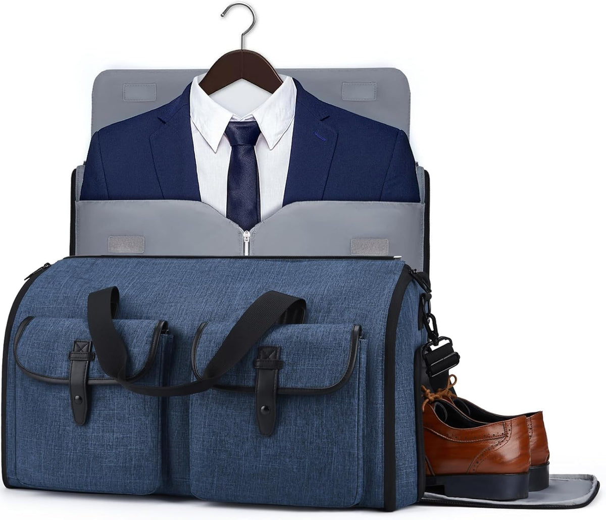 Garment Bags for Travel, Convertible Garment Duffle Bag Suit Bags for Men Women, 2 in 1 Garment Bags for Hanging Clothes, Carry On Duffle Bag with Shoe Compartment, Grey