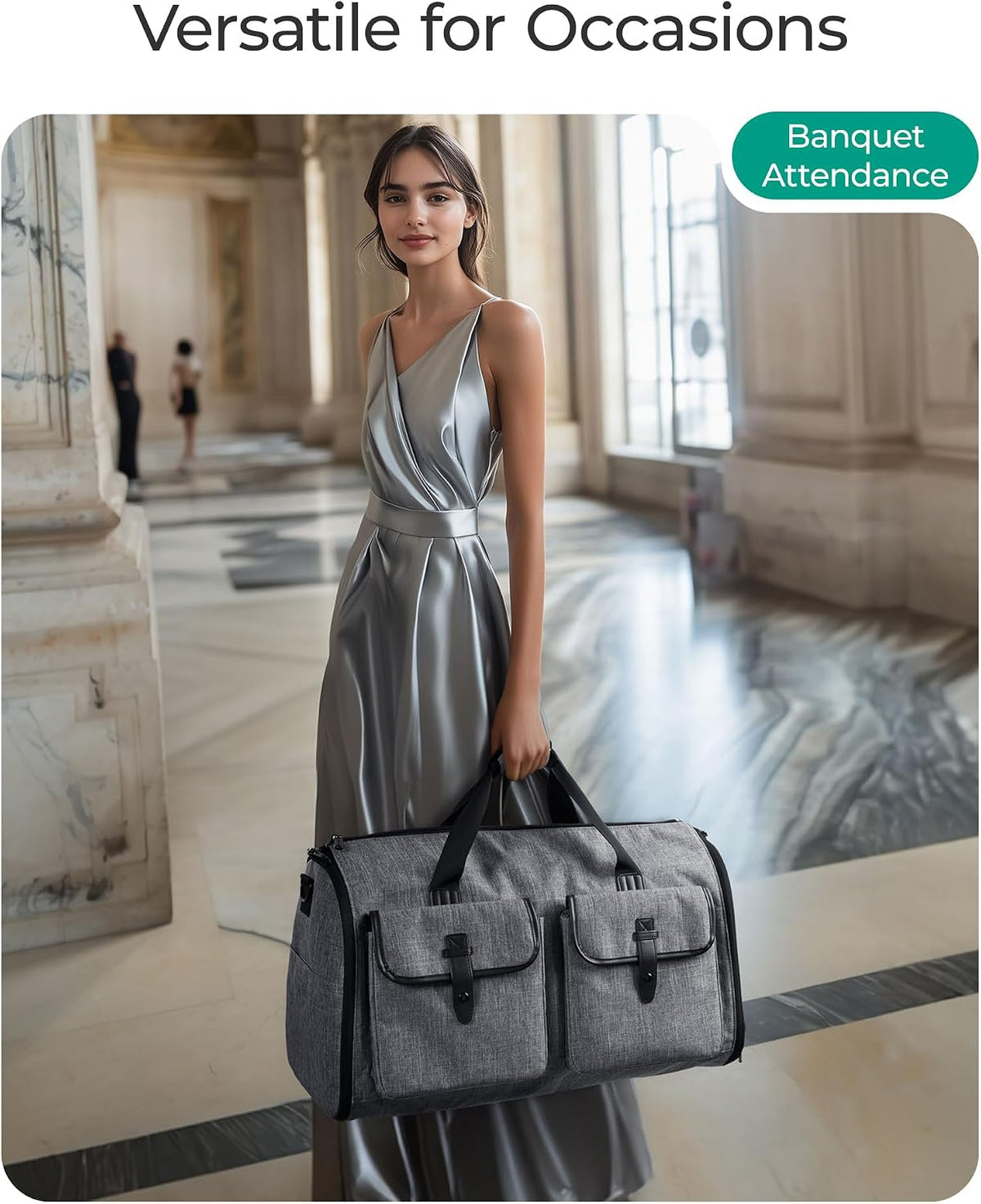 Garment Bags for Travel, Convertible Garment Duffle Bag Suit Bags for Men Women, 2 in 1 Garment Bags for Hanging Clothes, Carry On Duffle Bag with Shoe Compartment, Grey