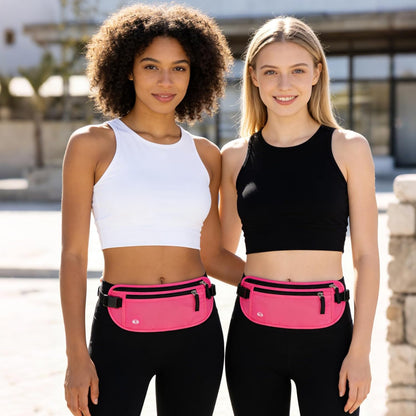 Waterproof Hidden Money Belt for Travel, Anti-Theft Belt Bag with RFID Blocking Function Adjustable Slim Waist Bag with 2 Zipper Pockets and 1 Back Pocket for Travel Running (Style 2, Black)