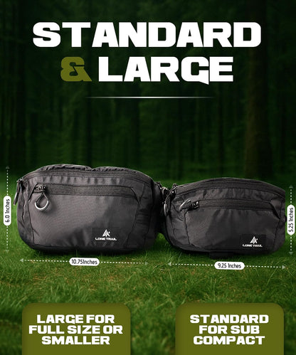 Subcompact Concealed Carry Fanny Pack for Men | Adjustable ccw fanny pack for Men Hiking and Travel, Quick Access to Back Pockets- Tactical Waist Packs w/Fully Adjustable Main & Extra Strap