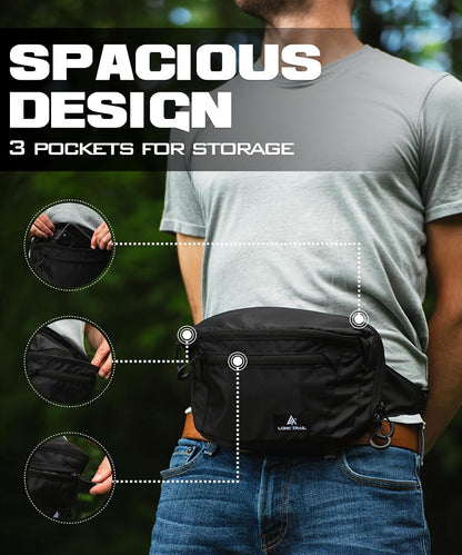 Subcompact Concealed Carry Fanny Pack for Men | Adjustable ccw fanny pack for Men Hiking and Travel, Quick Access to Back Pockets- Tactical Waist Packs w/Fully Adjustable Main & Extra Strap